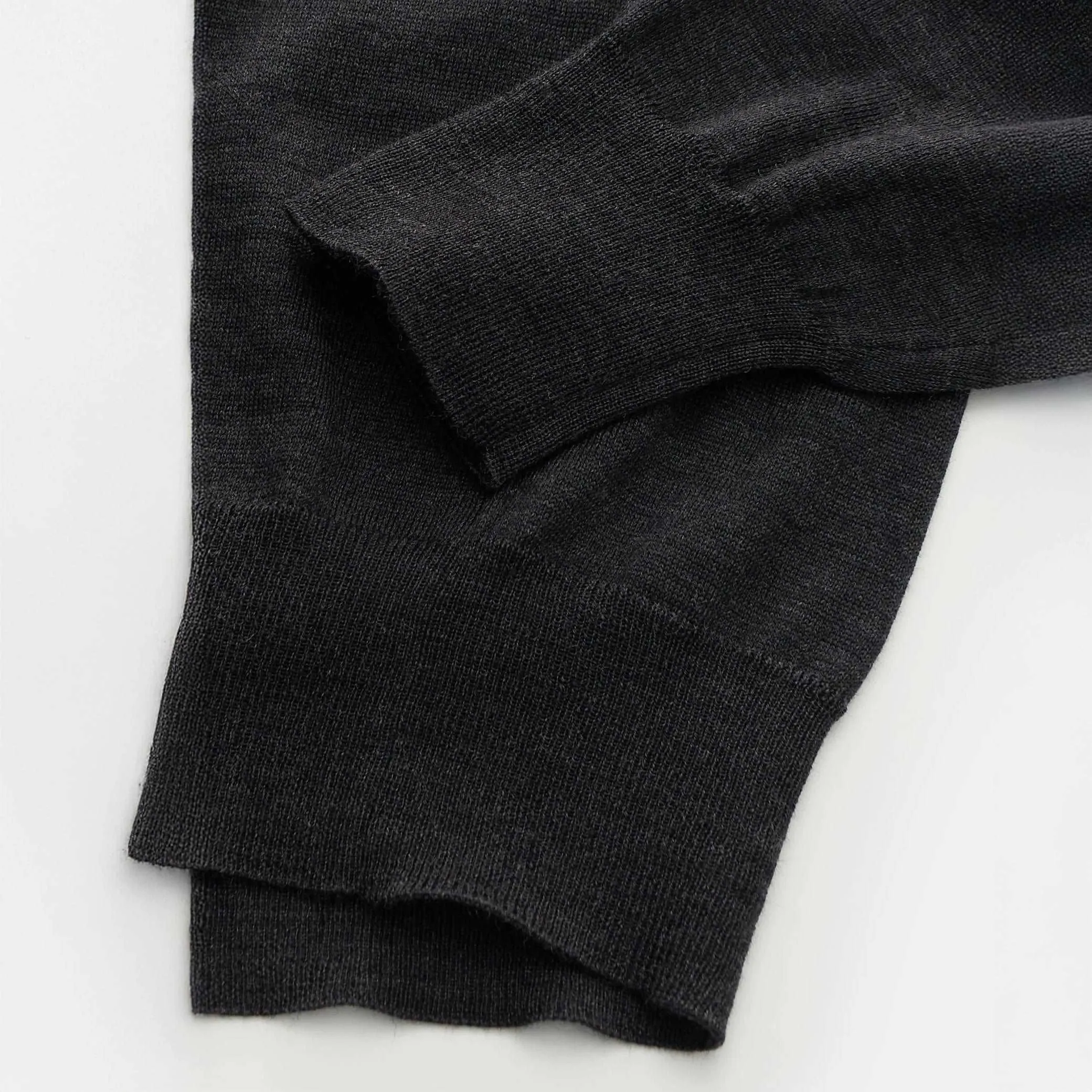 Anthracite Charcoal Royal Merino Wool Polo Shirt - FILIPPO DE LAURENTIIS