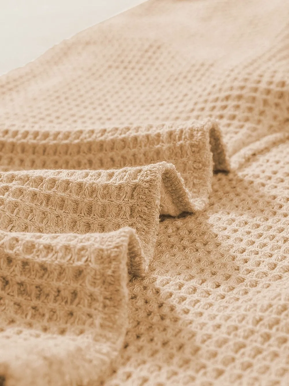 Button Back Oatmeal Waffle Knit Cuffed Sleeve Tee