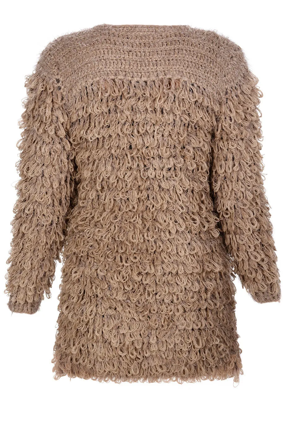 C BLOCK ELLA Beige Boucle Wool Cardigan