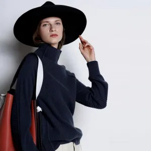Cashmere Sweater Women High-Collar Thickened Pullover Loose Sweater Large Size Knitted Wool Shirt