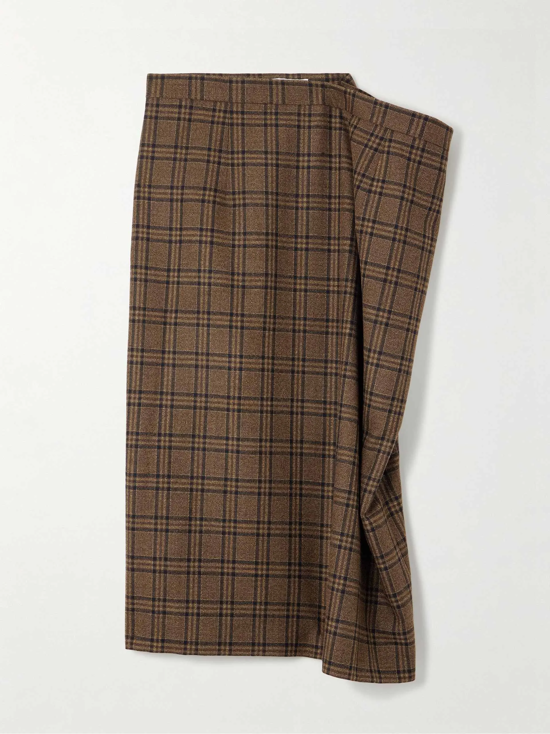 Checked wool midi skirt