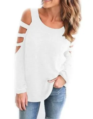 Chic Cut-Out Shoulder Long Sleeve Top for Women