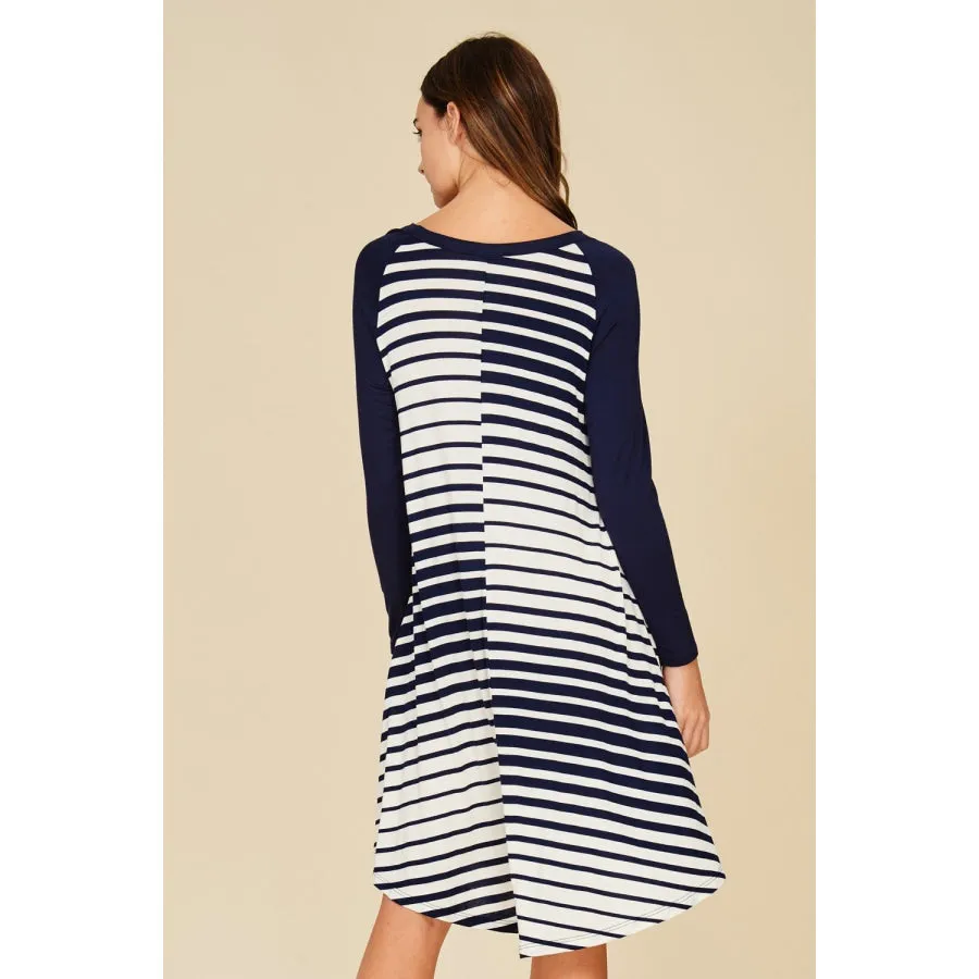 Contrast Stripe Dress with Side Pockets