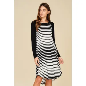 Contrast Stripe Dress with Side Pockets