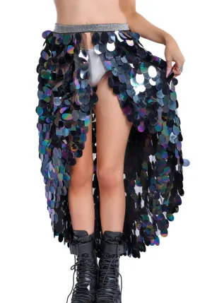 Dark Ocean Goddess Tapered Sequin Skirt