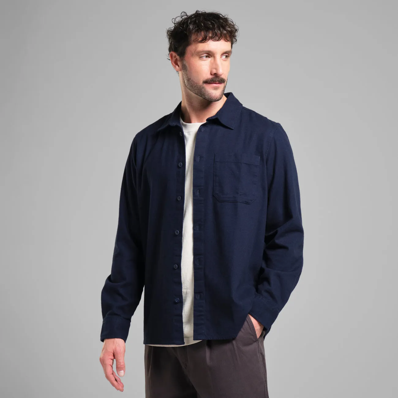 DEDICATED Rute flannel base shirt navy men