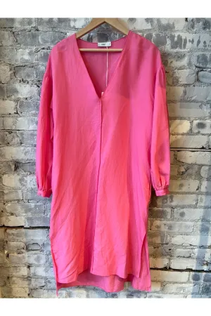 Dress with V-Neck - Pink Lilies