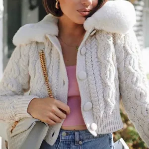 Fur Collar Knit Short Coat