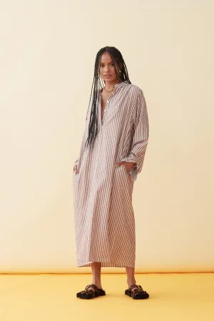 Kandi Shirt Dress in Brown Stripe