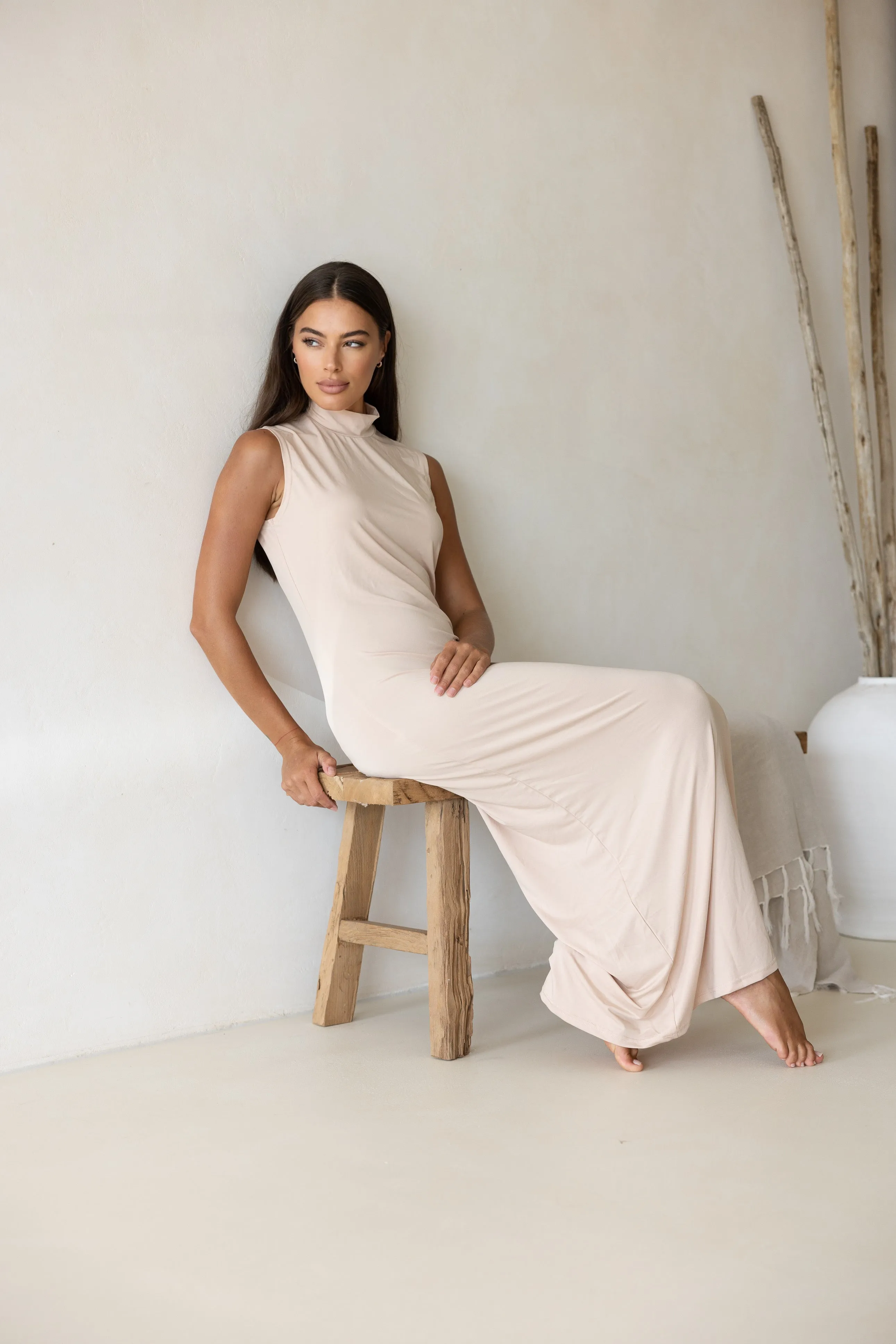 Luxe Sleeveless Slip Dress Clay