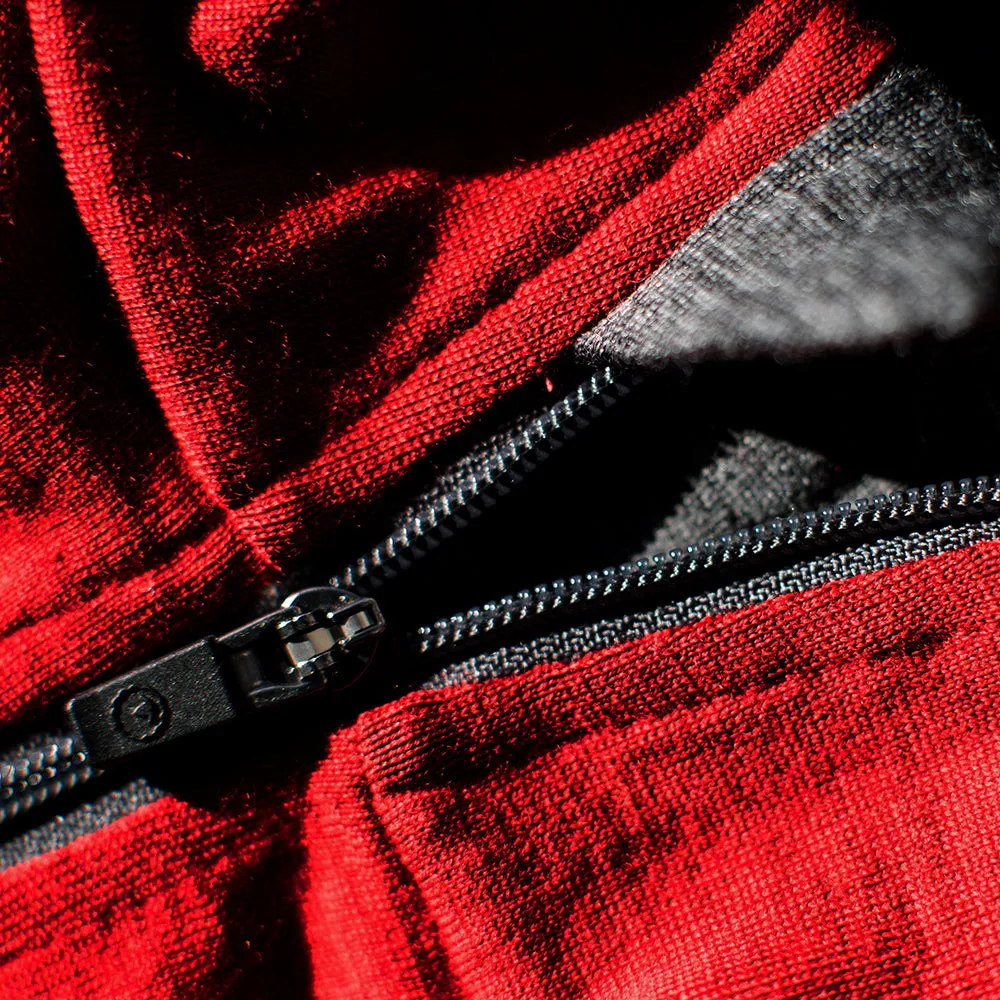 Mens Merino 200 Long Sleeve Zip Neck (Red)