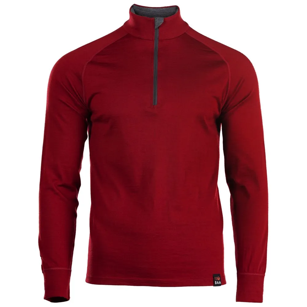 Mens Merino 200 Long Sleeve Zip Neck (Red)