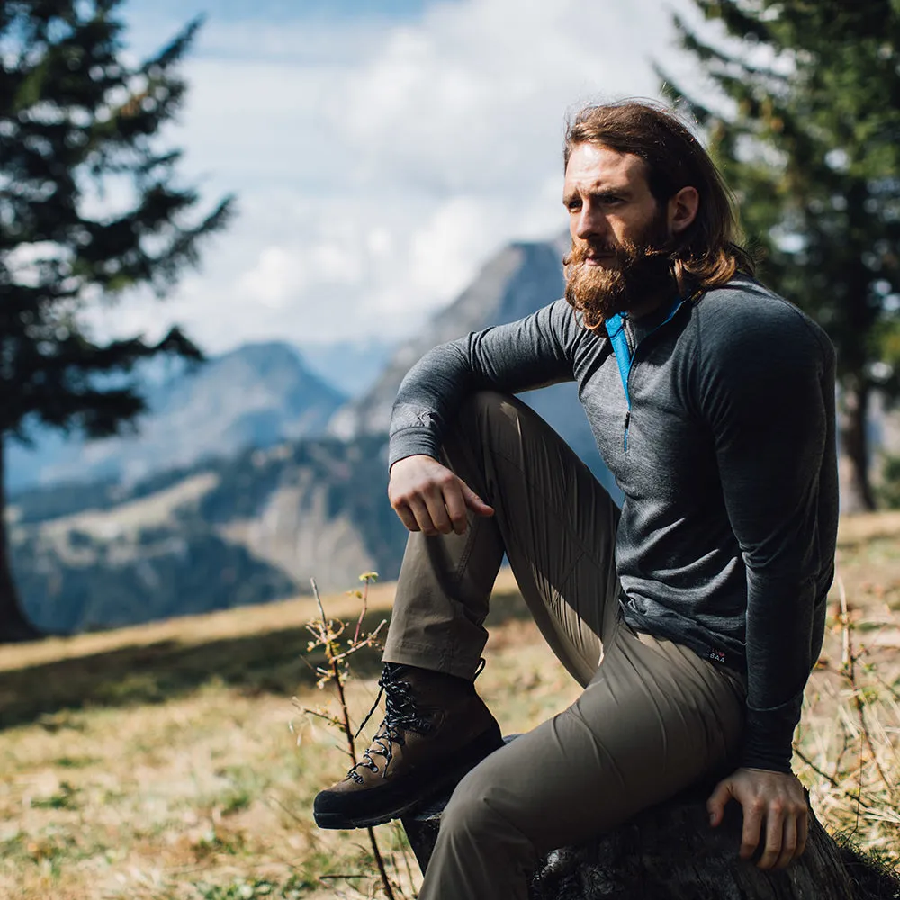 Mens Merino 200 Long Sleeve Zip Neck (Smoke)