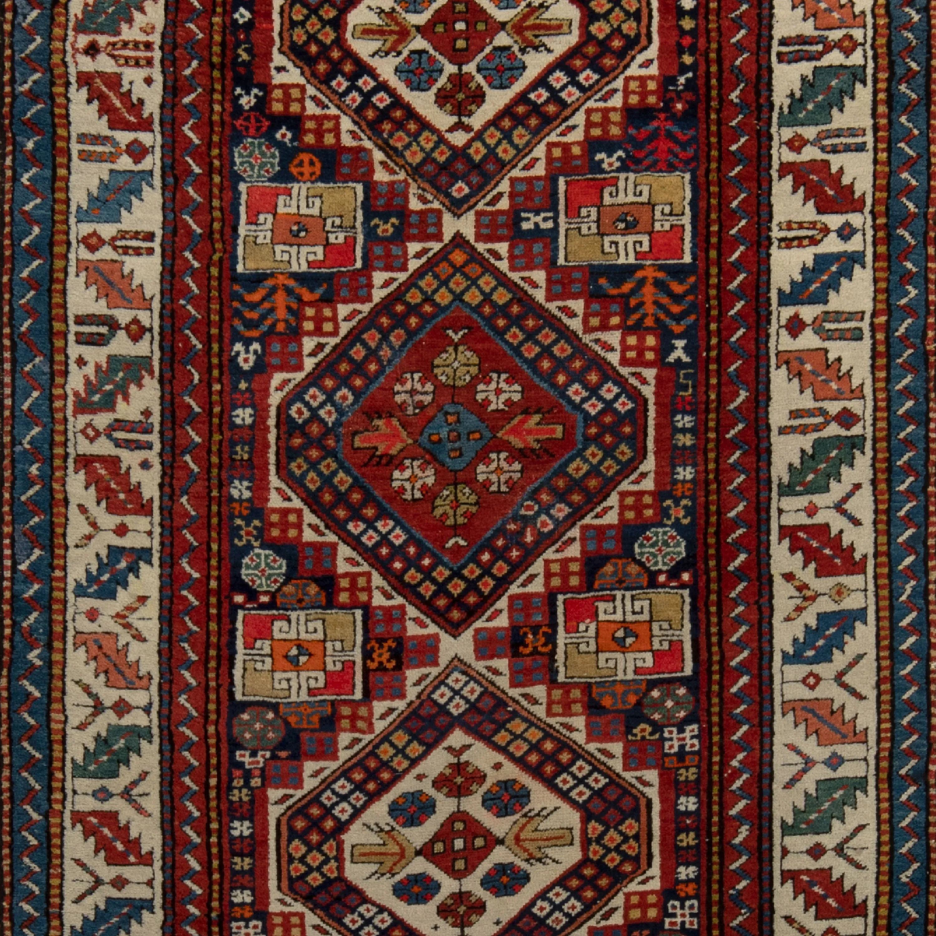 Multicolored Traditional Wool Runner - 3'07" x 8'2"