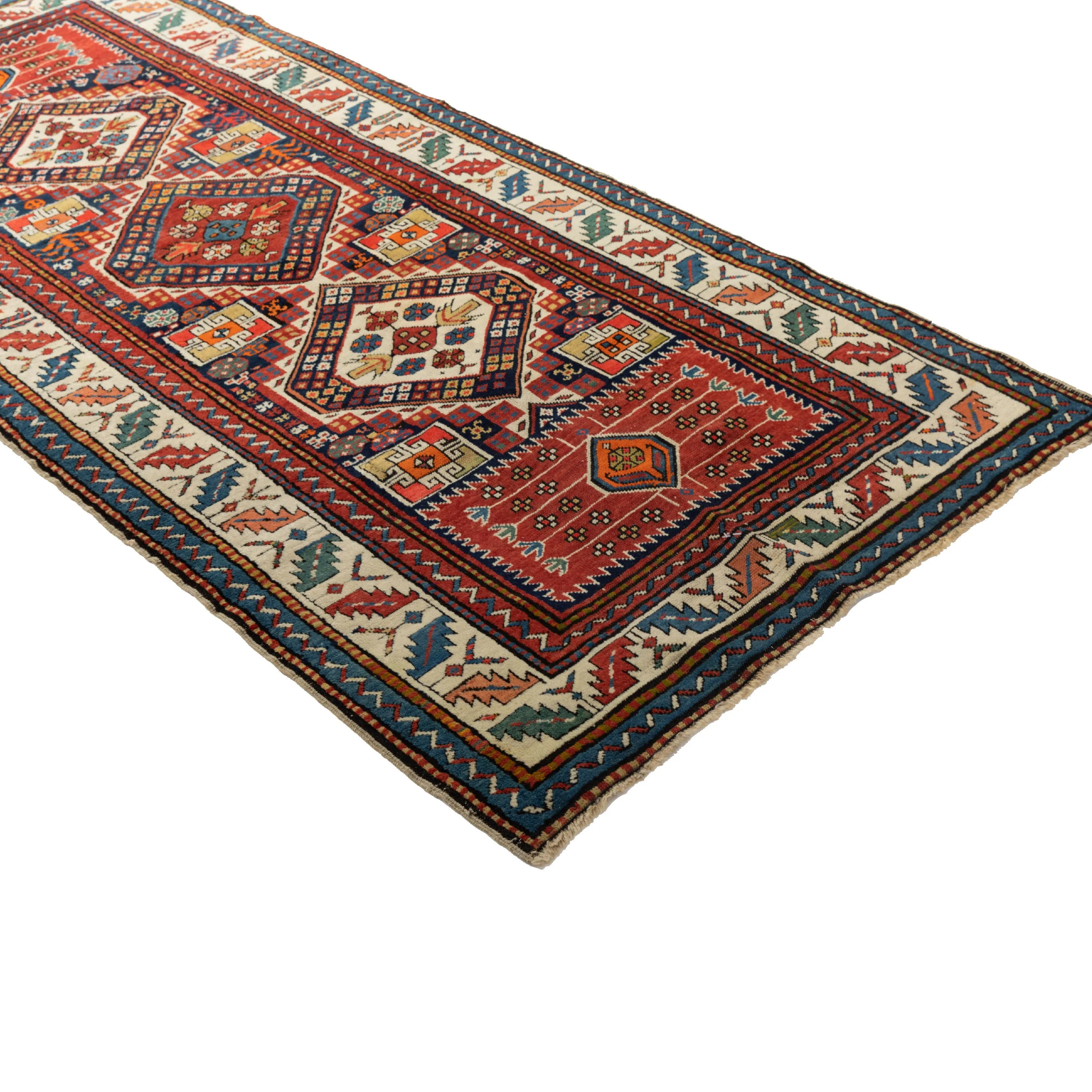 Multicolored Traditional Wool Runner - 3'07" x 8'2"