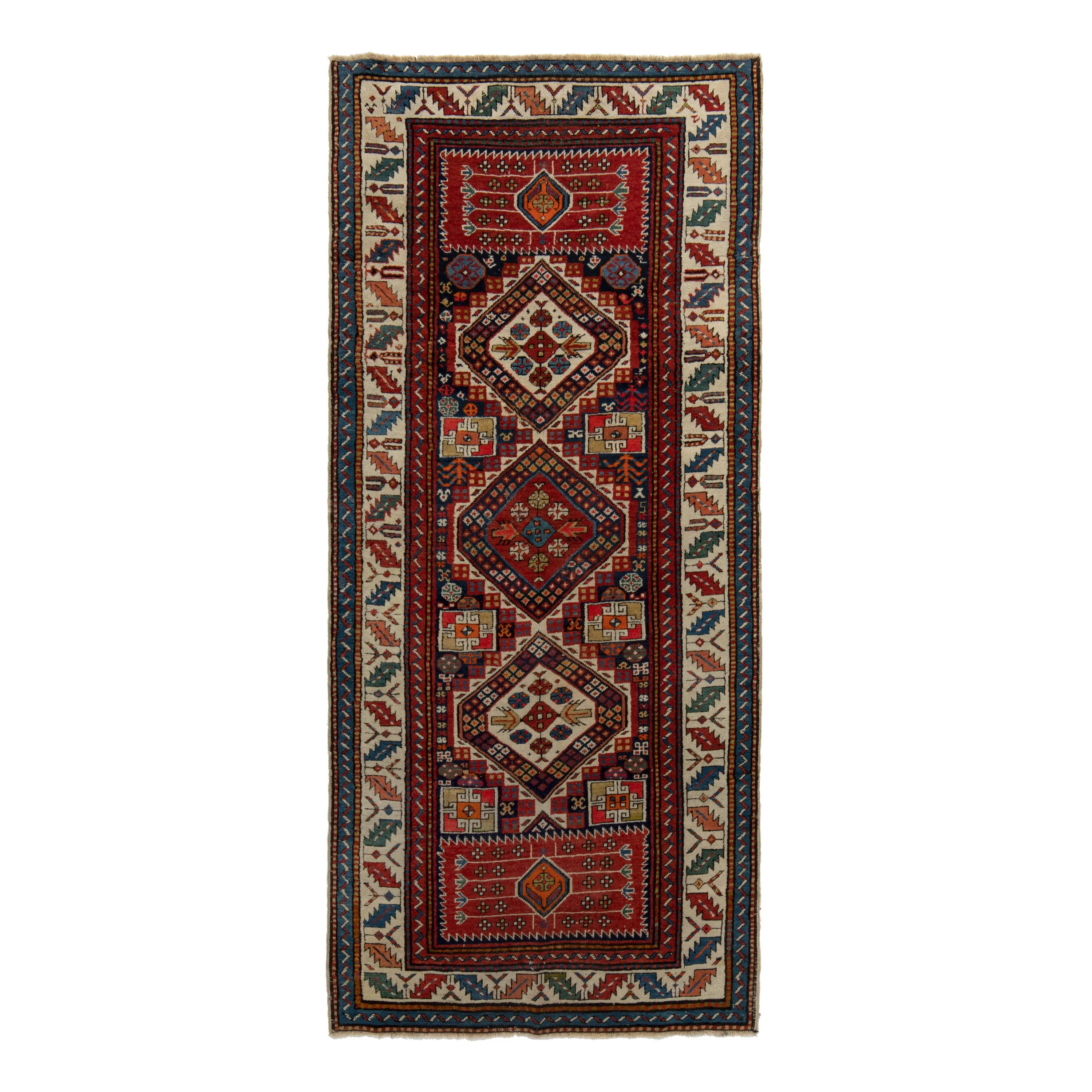 Multicolored Traditional Wool Runner - 3'07" x 8'2"