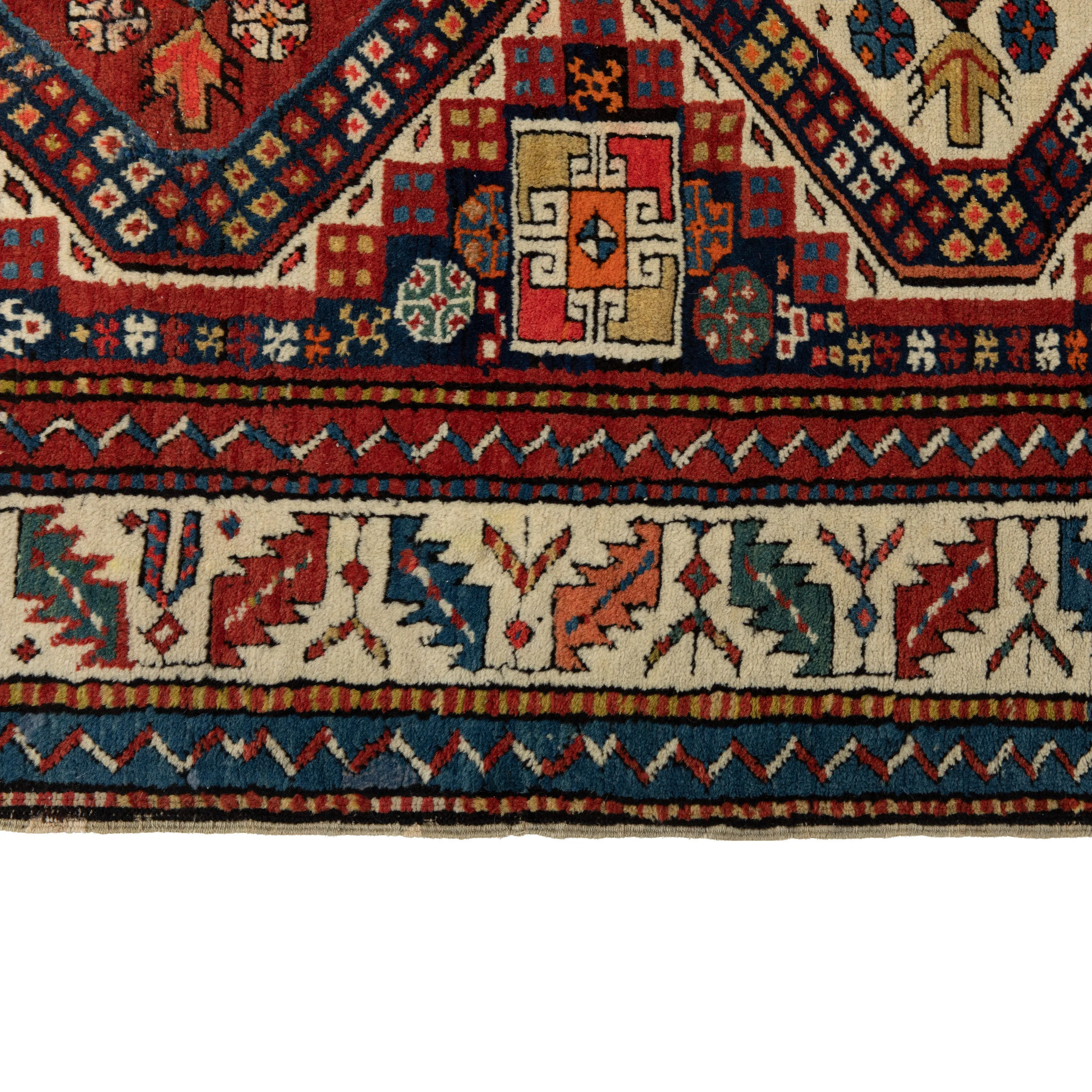 Multicolored Traditional Wool Runner - 3'07" x 8'2"