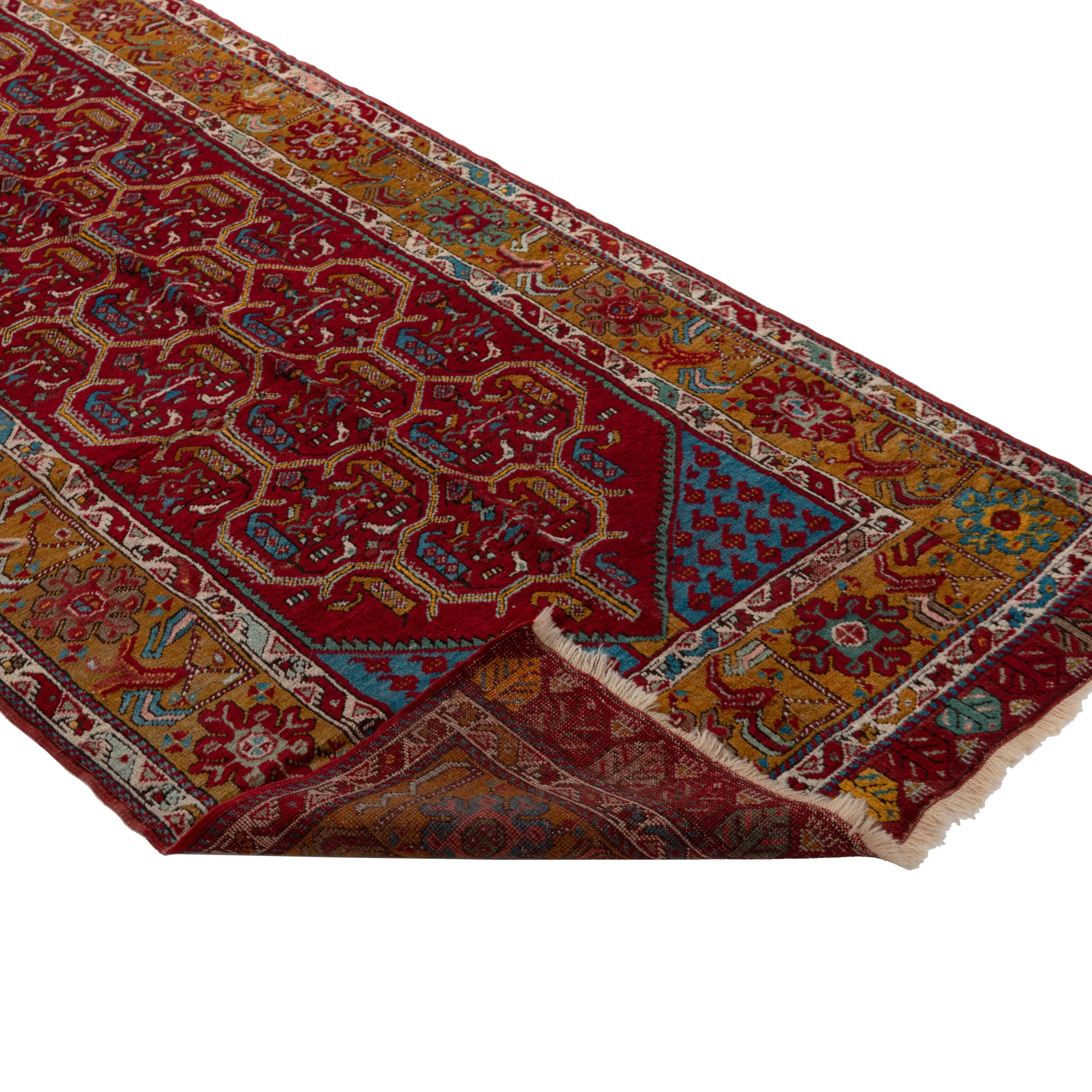 Multicolored Traditional Wool Runner - 3'7" x 13'4"