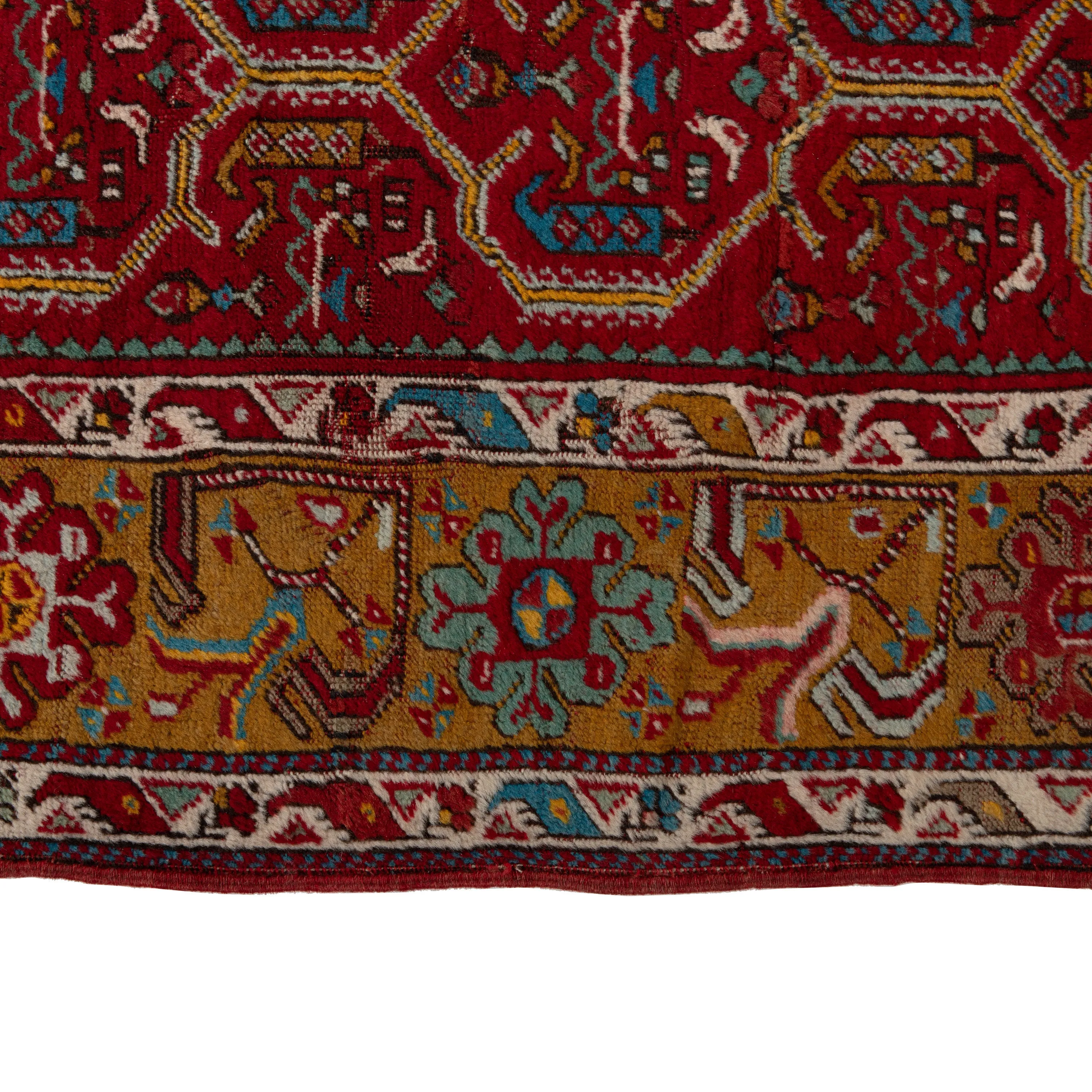Multicolored Traditional Wool Runner - 3'7" x 13'4"