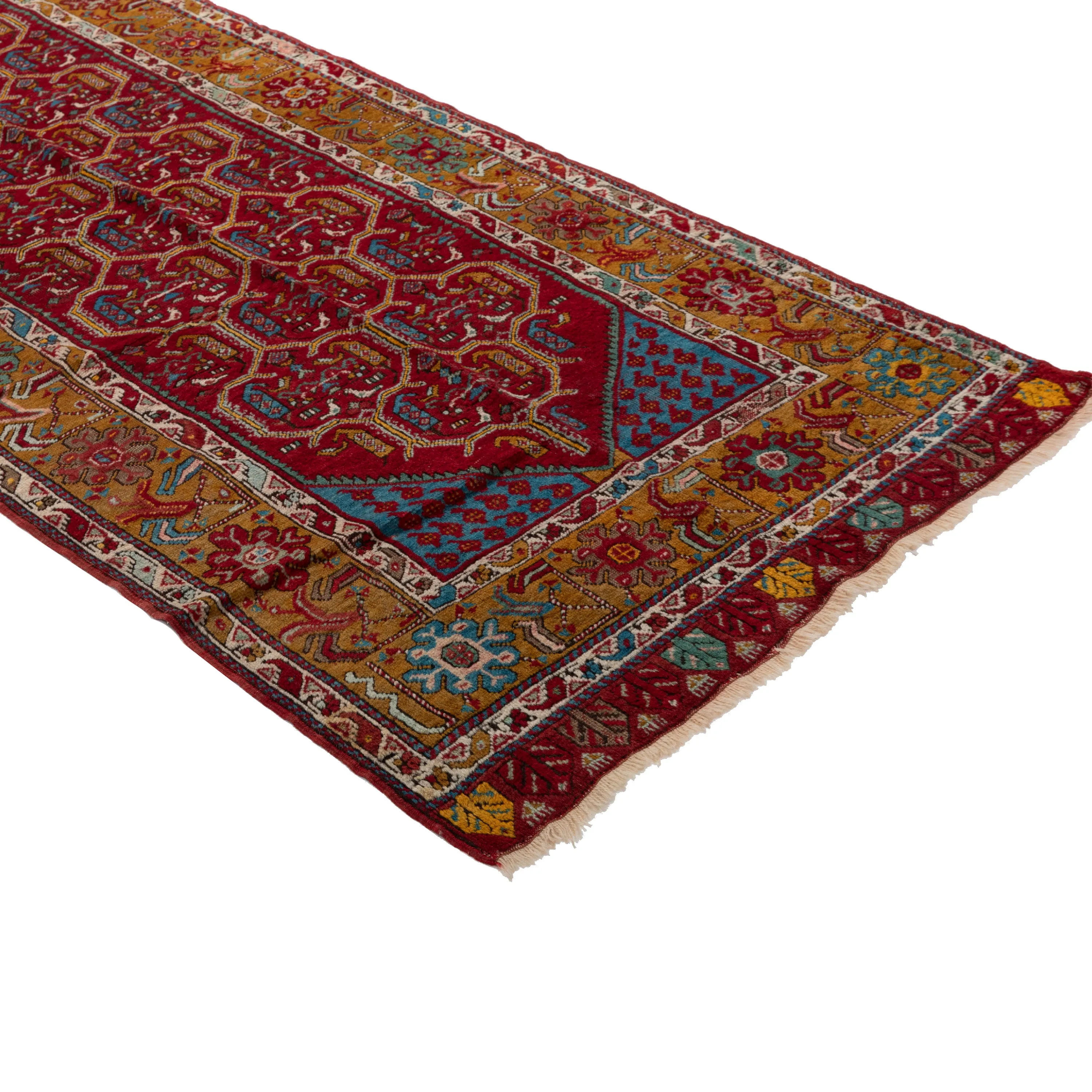 Multicolored Traditional Wool Runner - 3'7" x 13'4"