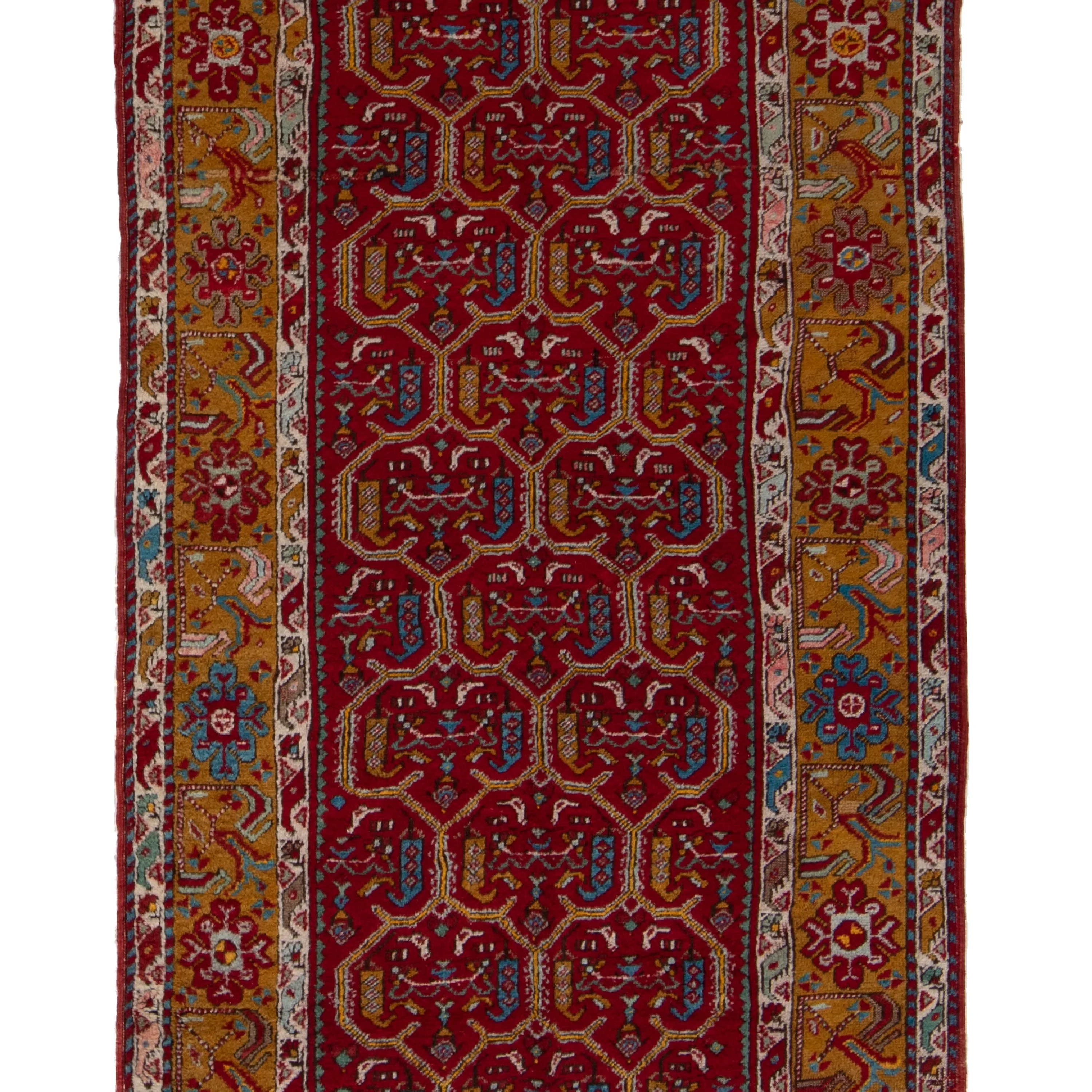 Multicolored Traditional Wool Runner - 3'7" x 13'4"