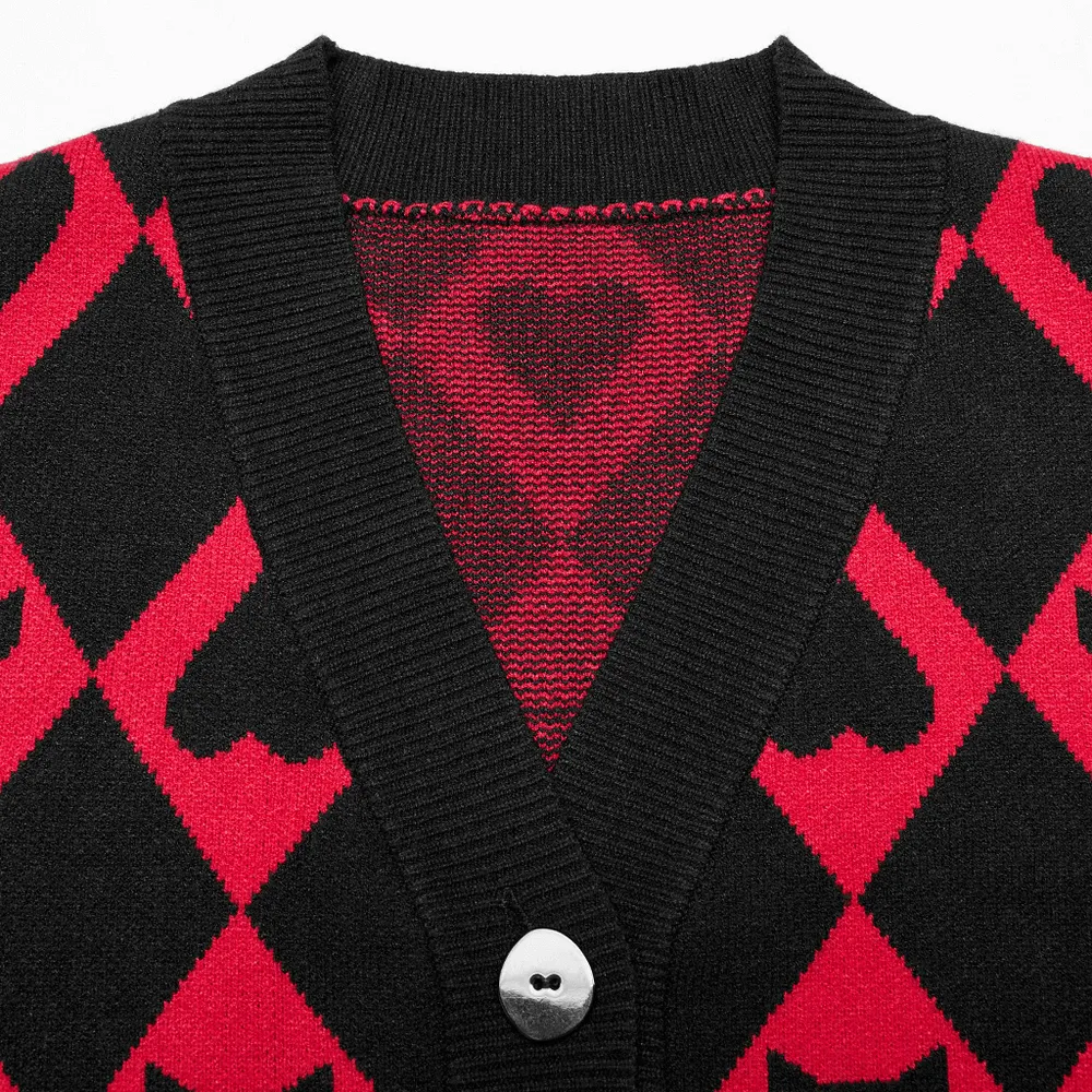 Original Diamond Weave Pattern Knit Cardigan With Buttons
