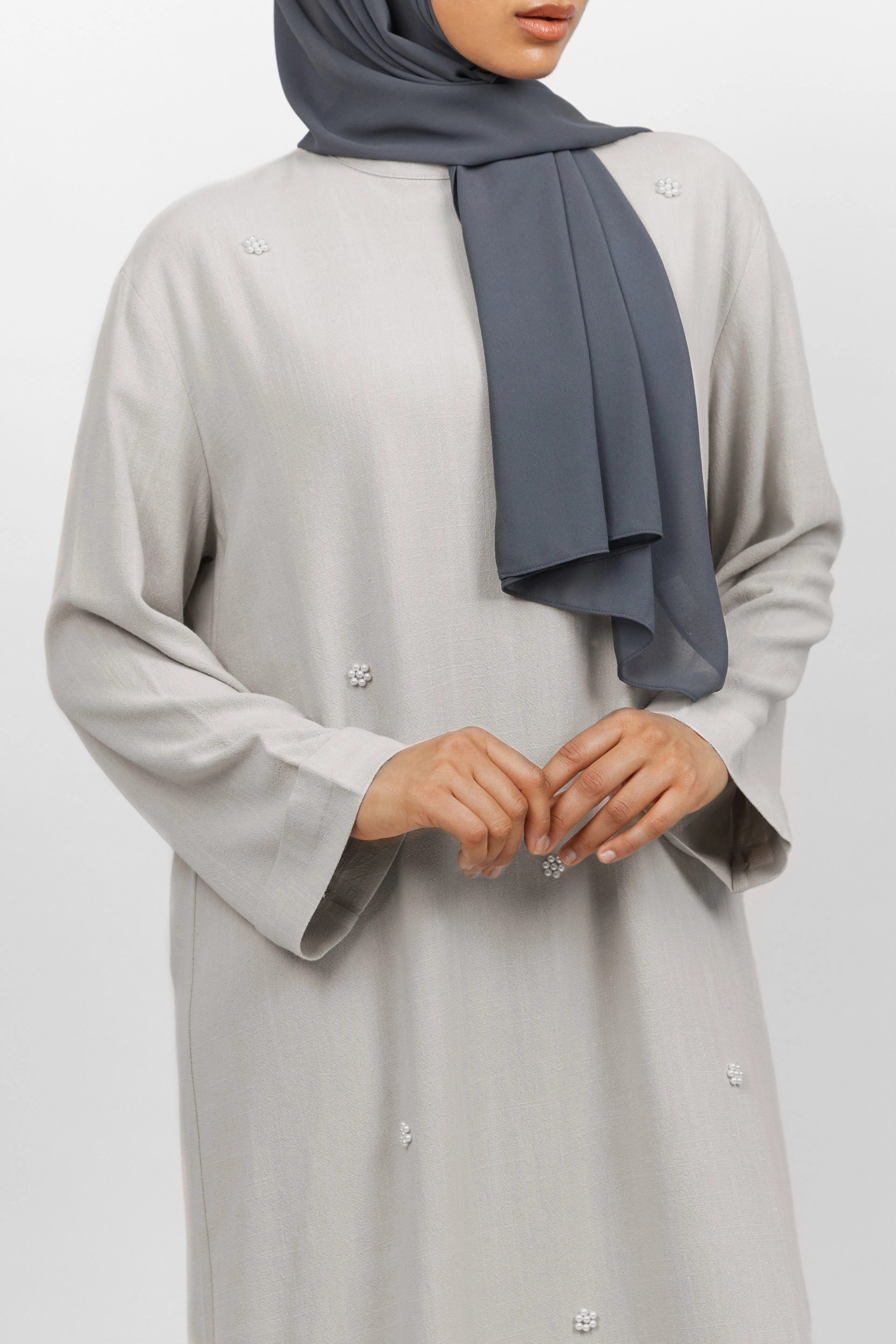 Pearl Relaxed Fit Abaya - Dove Grey