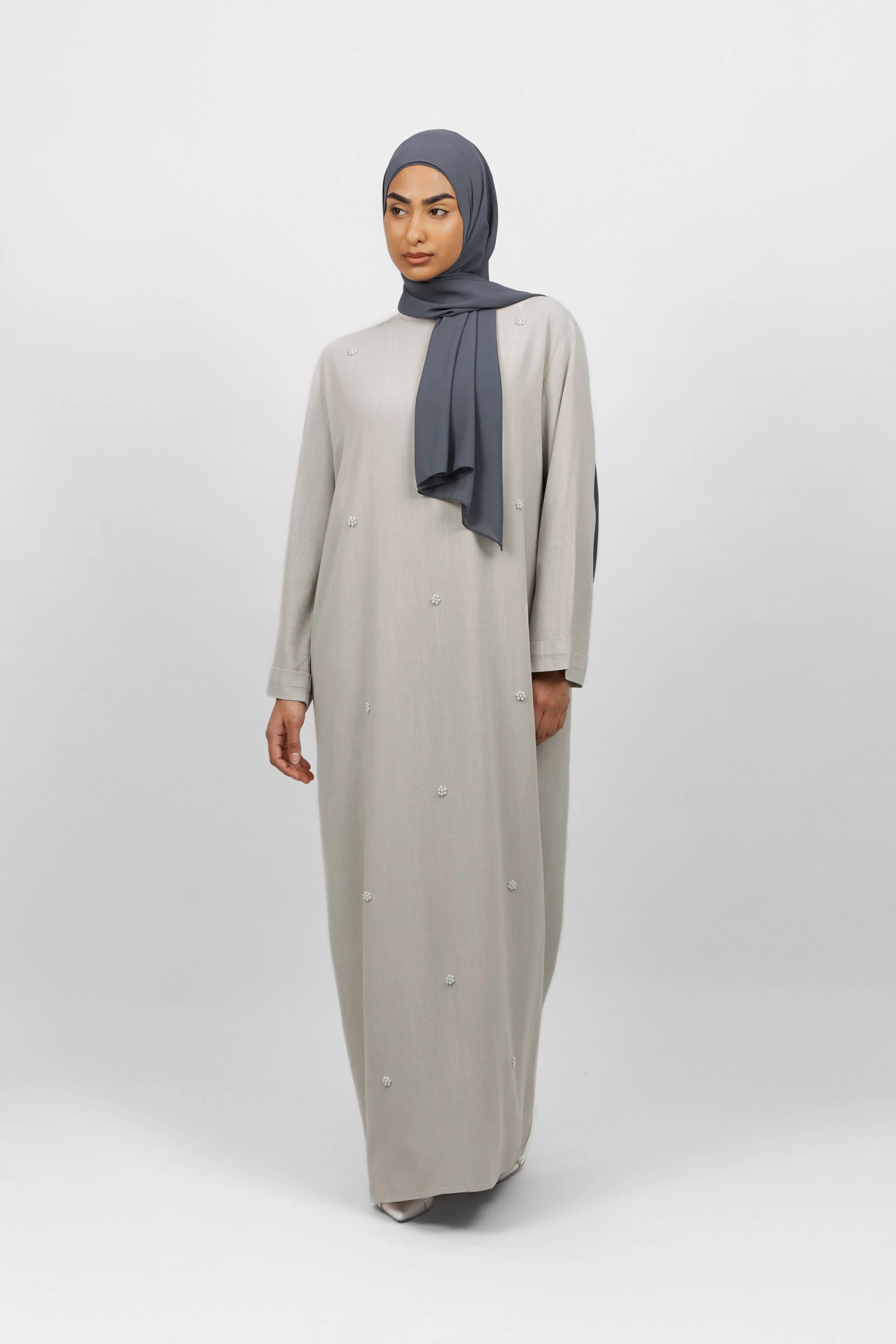 Pearl Relaxed Fit Abaya - Dove Grey