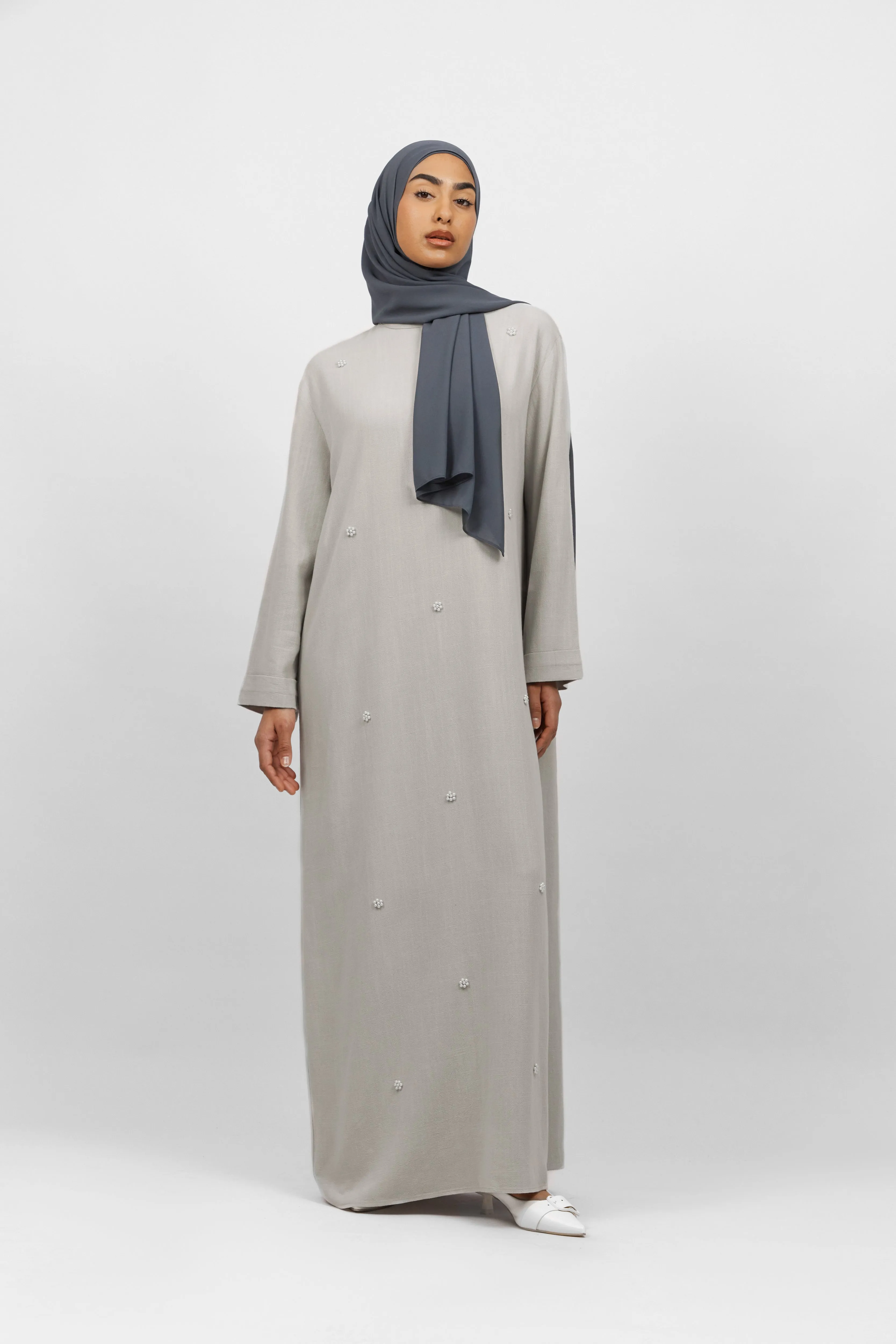 Pearl Relaxed Fit Abaya - Dove Grey