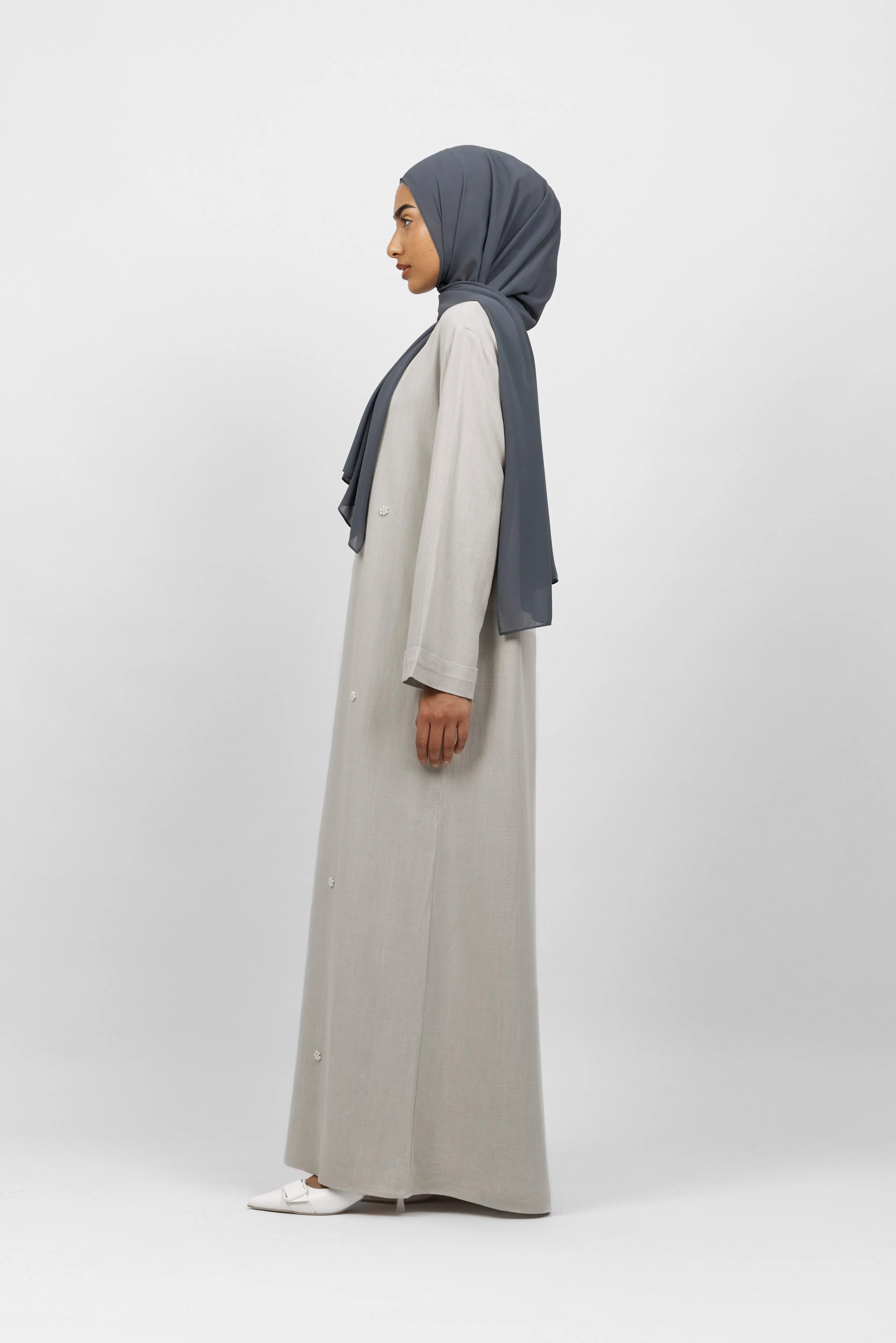Pearl Relaxed Fit Abaya - Dove Grey