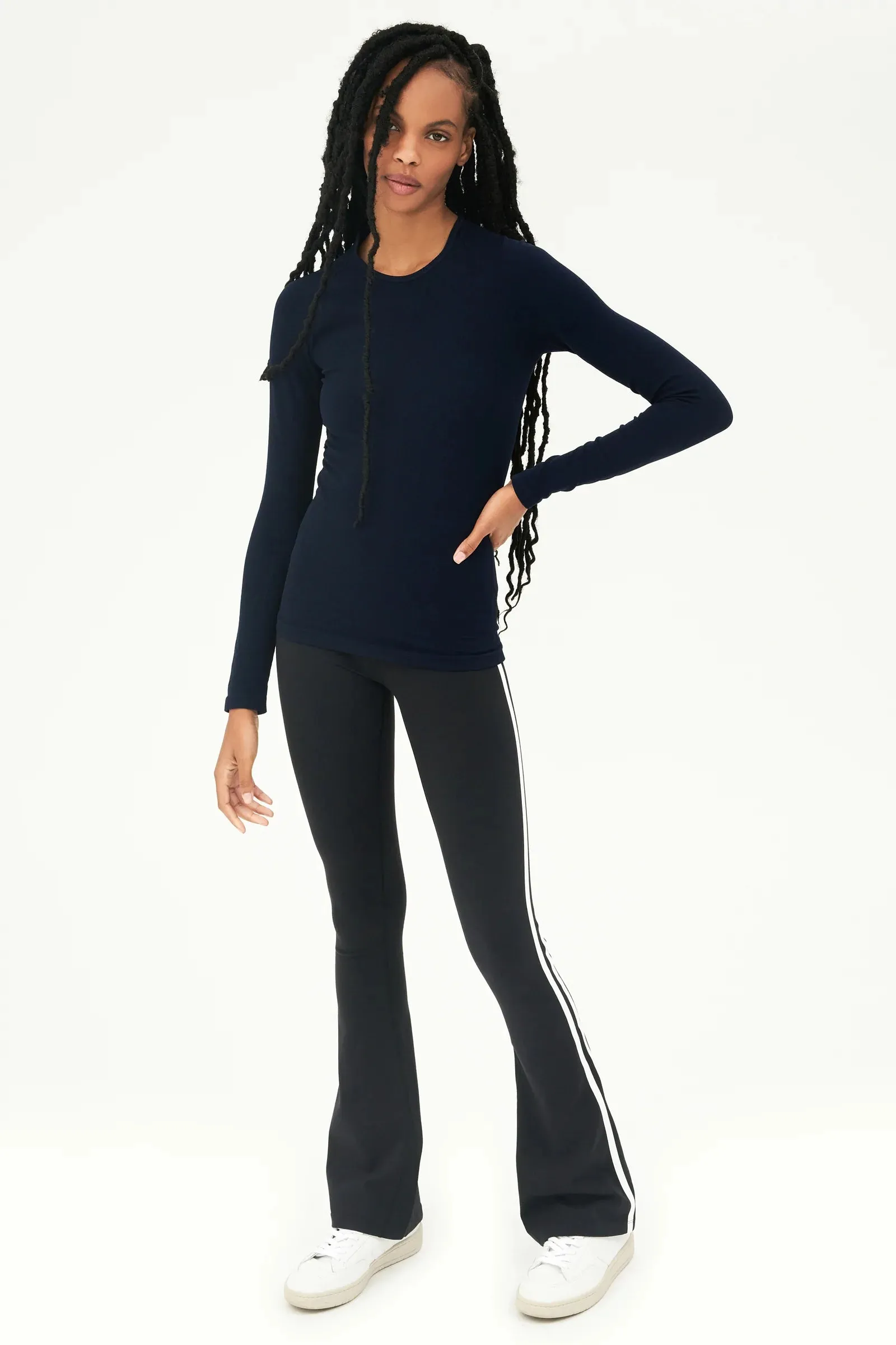 Raquel High Waist Supplex Flare, Black/White