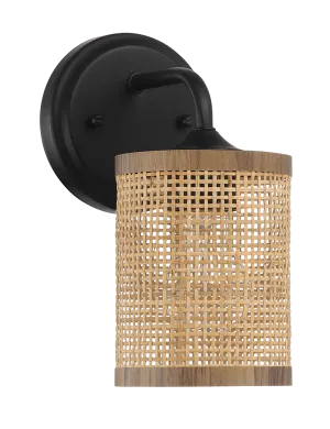 Reef Single Lights Wall Sconce With Natural Rattan Shade Rustic Wicker Wall Light