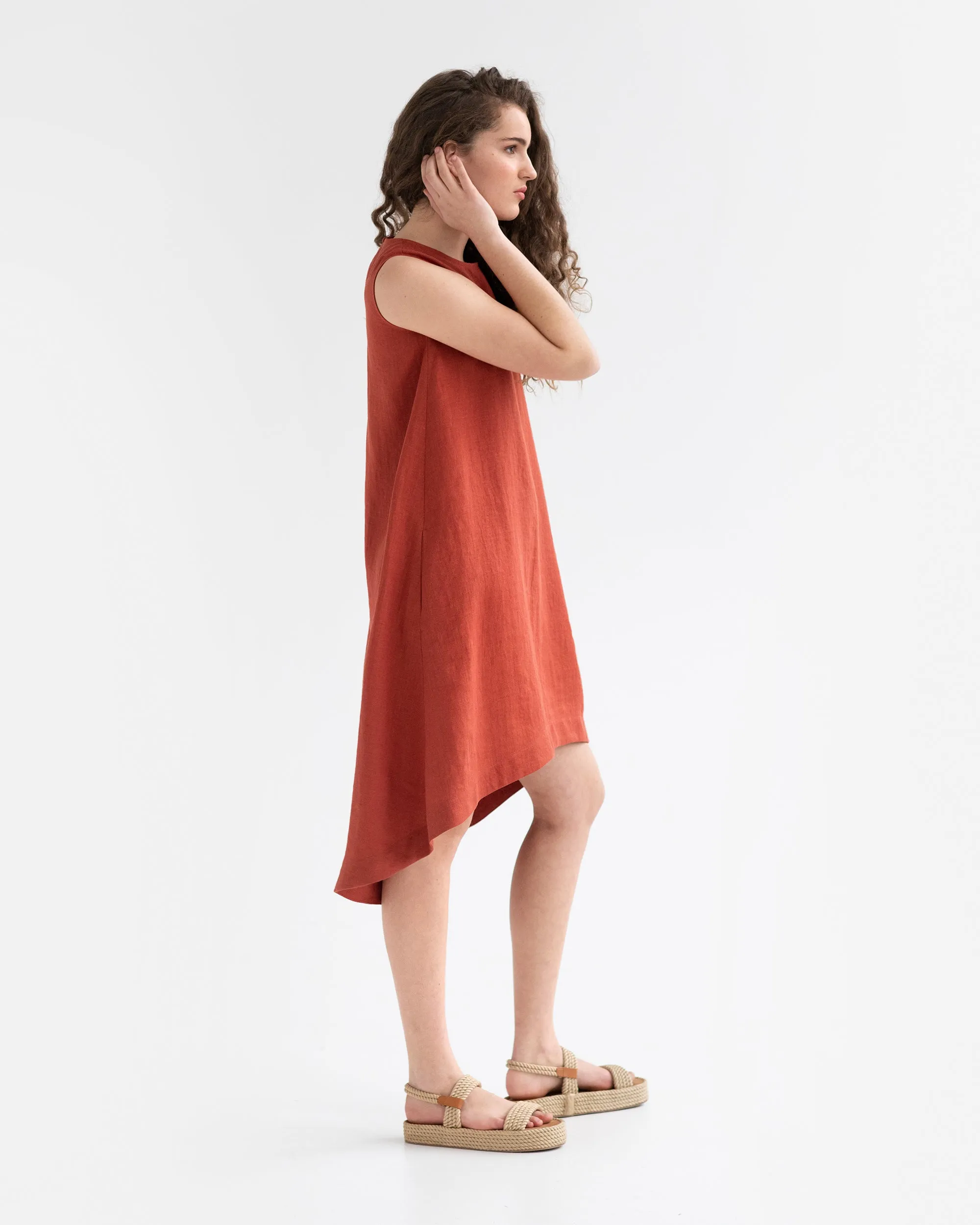Royal TOSCANA linen dress in Clay