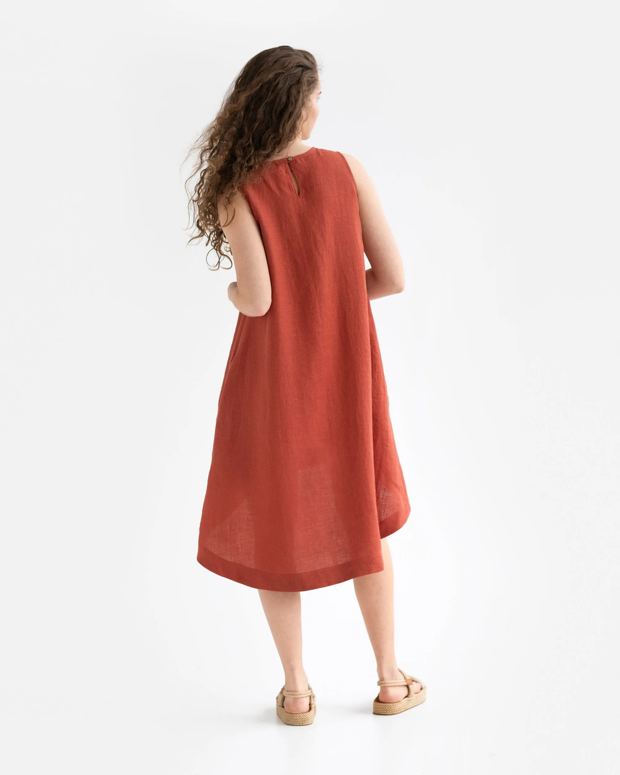 Royal TOSCANA linen dress in Clay