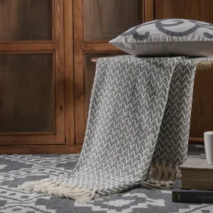 Rurban Rhupsodic Textuerd Chevron Grey Woven 1PC Throw