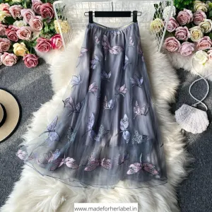 Sequin Butterfly Tulle Skirt