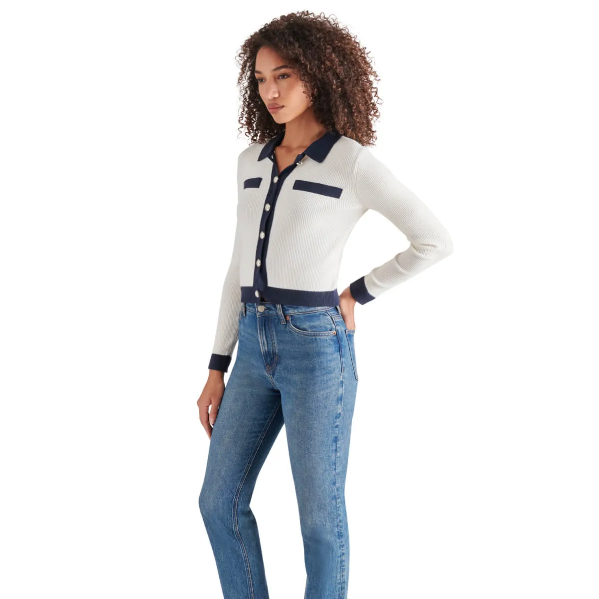 Steve Madden Ayda Contrast-Tipped Cardigan