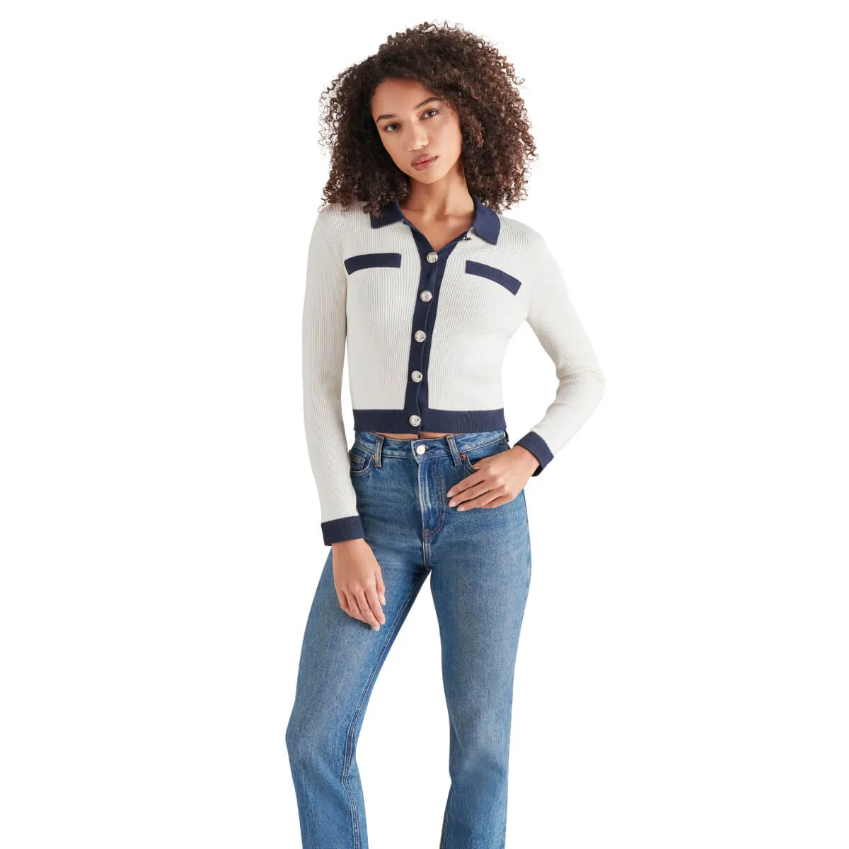 Steve Madden Ayda Contrast-Tipped Cardigan