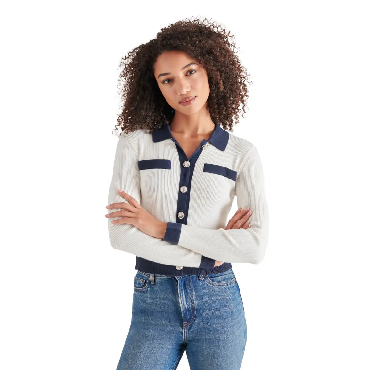 Steve Madden Ayda Contrast-Tipped Cardigan
