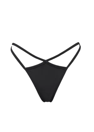 Strappy Swimwear Scrunch Back  Bikini Bottom / WIFI SWIM BLACK