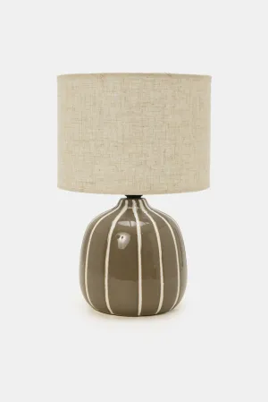 Taupe Big Embossed Base Table Lamp