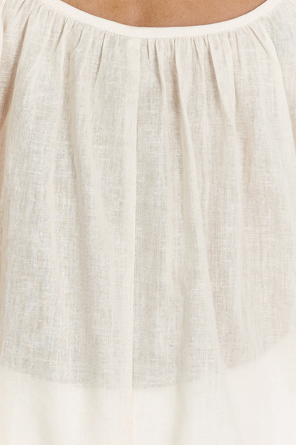 TROPEA CREAM LINEN SHEER MIDI DRESS