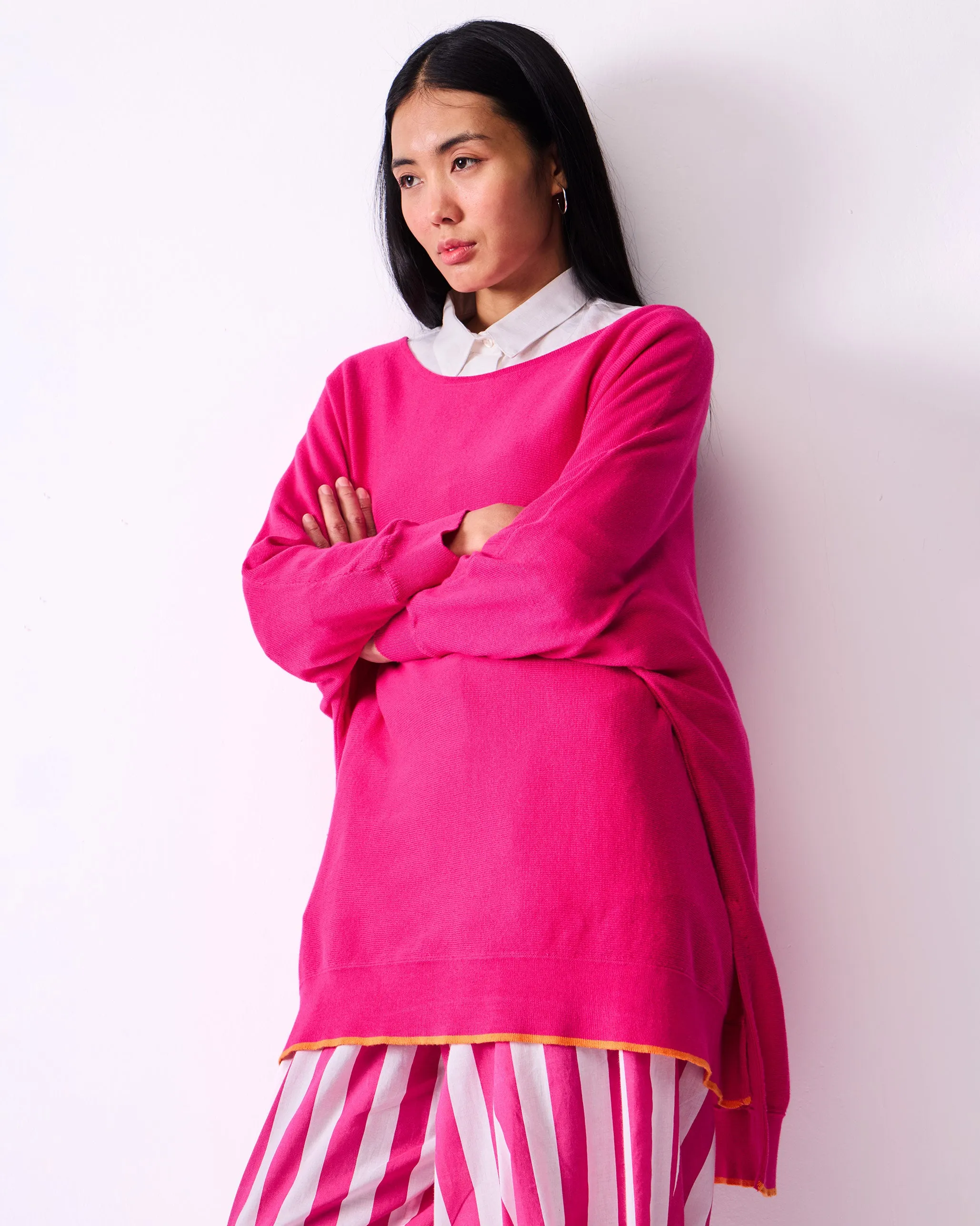 Victoria Boatneck Pullover - Fuchsia