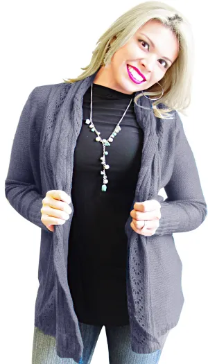 Vintage Knit Draped Cardigan (Small, Grey)