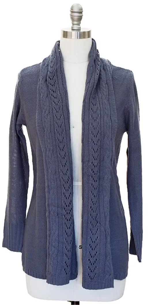 Vintage Knit Draped Cardigan (Small, Grey)