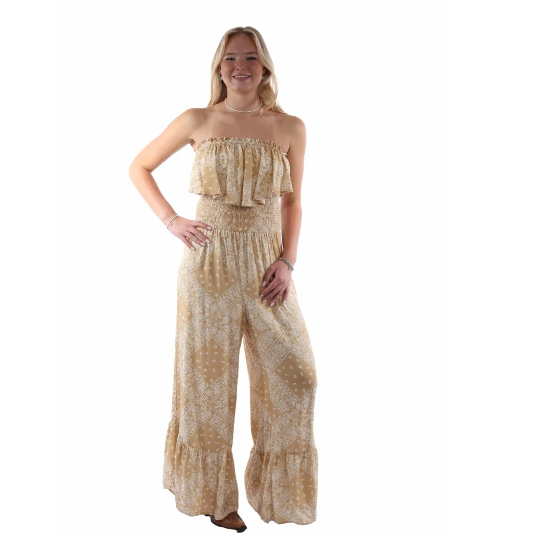 Women's Toffee Bandana Print Off Shoulder Jumper HC744